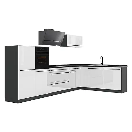 Eckküche R-Line 347 cm Weiß Hochglanz Art.-Nr. 66833