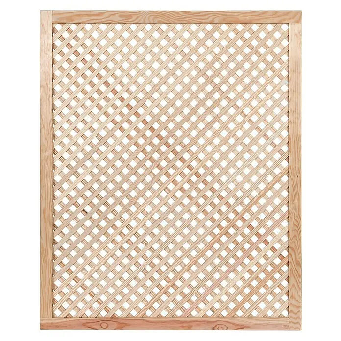 Celosía para exterior D12 Clásica - 850 x 10 mm, Madera, Marrón - Celosía de madera con marco. Ideal para jardines o patios, ofrece privacidad y estructura con su diseño de madera natural.