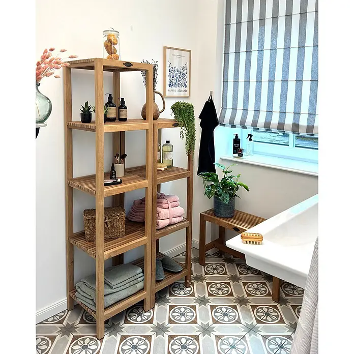 Badregal Holz Nevio Teak Massivholz ideal für Feuchträume 40 x 40 cm online kaufen bei BAUHAUS