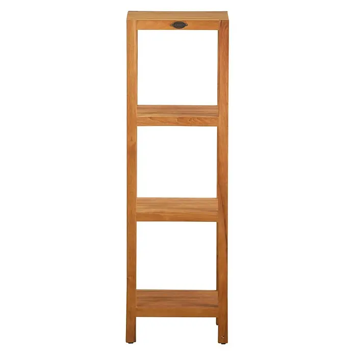 Badregal Holz Mariella Teak Massivholz ideal für Feuchträume 128 cm hoch -  - Helles braunes Holzregal mit 4 Ebenen zur Aufbewahrung.