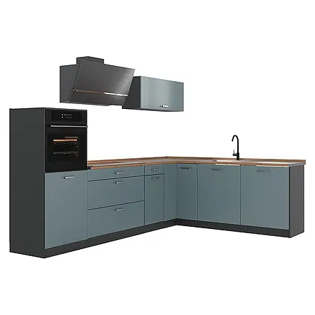 Eckküche R-Line 287 cm Blau-Grau Art.-Nr. 67526