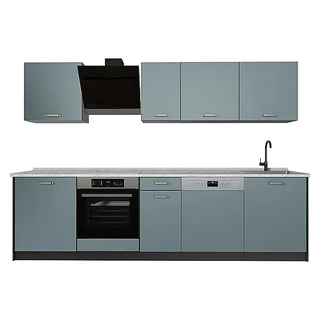 Küchenzeile R-Line 280 cm Blau-Grau Art.-Nr. 67159