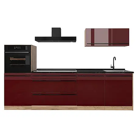Küchenzeile R-Line 280 cm Rot Hochglanz Art.-Nr. 66485