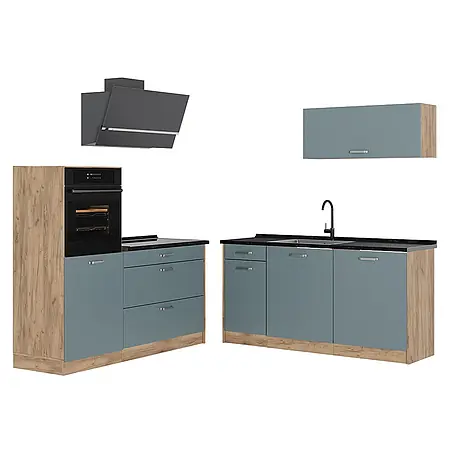 Küchenzeile R-Line 160 cm Blau-Grau Art.-Nr. 66917