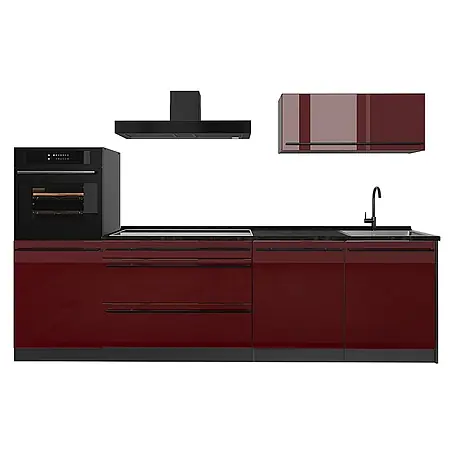 Küchenzeile R-Line 280 cm Rot Hochglanz Art.-Nr. 66472