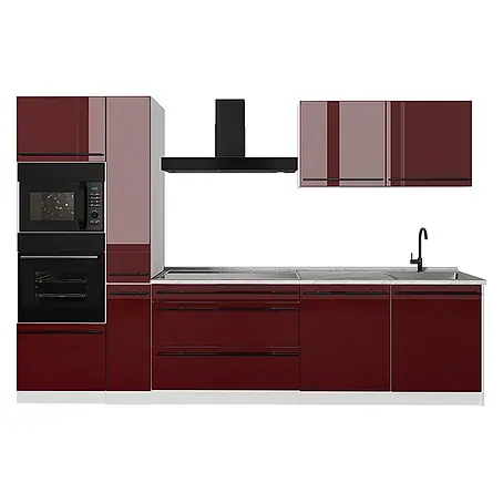 Küchenzeile R-Line 310 cm Rot Hochglanz Art.-Nr. 66456