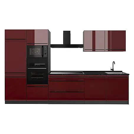 Küchenzeile R-Line 340 cm Rot Hochglanz Art.-Nr. 66560