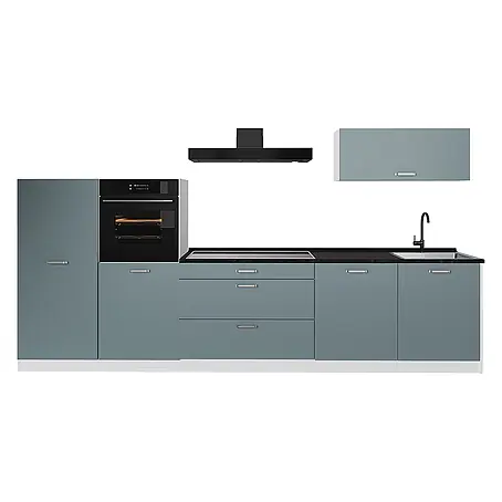 Küchenzeile R-Line 340 cm Blau-Grau Art.-Nr. 67317