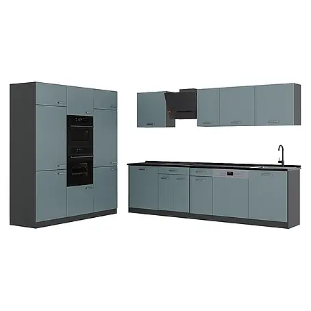 Küchenzeile R-Line 180 cm Blau-Grau Art.-Nr. 67005