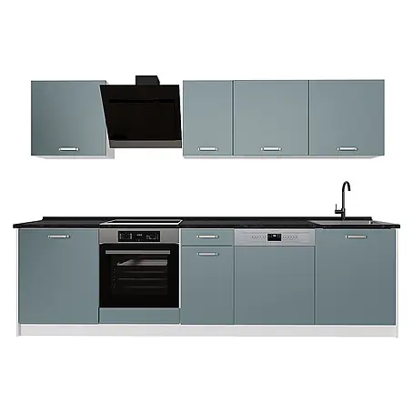 Küchenzeile R-Line 280 cm Blau-Grau Art.-Nr. 67185