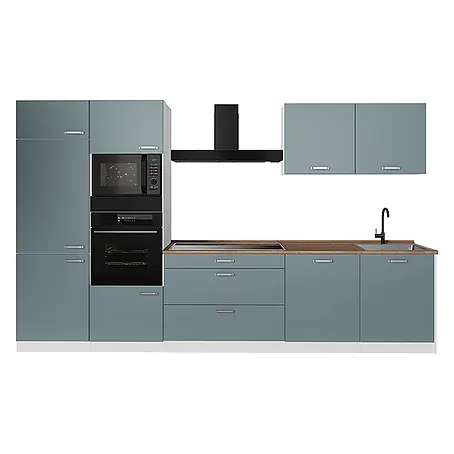 Küchenzeile R-Line 340 cm Blau-Grau Art.-Nr. 67362