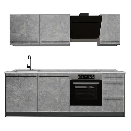 Küchenzeile R-Line 220 cm Beton Art.-Nr. 67068