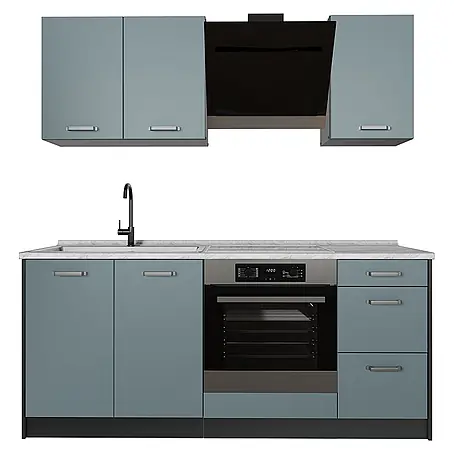Singleküche R-Line 180 cm Blau-Grau Art.-Nr. 66983