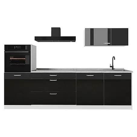 Küchenzeile R-Line 280 cm Schwarz Hochglanz Art.-Nr. 66504