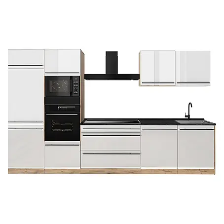 Küchenzeile R-Line 340 cm Weiß Hochglanz Art.-Nr. 66581