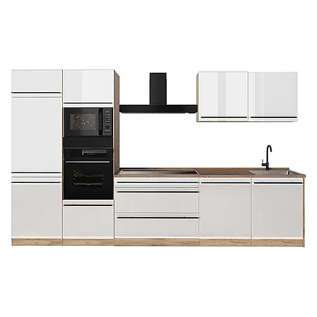 Küchenzeile R-Line 340 cm Weiß Hochglanz Art.-Nr. 66584
