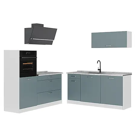 Küchenzeile R-Line 160 cm Blau-Grau Art.-Nr. 66936