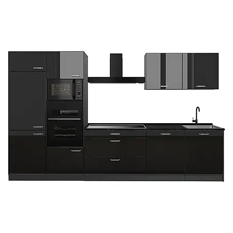 Küchenzeile R-Line 340 cm Schwarz Hochglanz Art.-Nr. 66564