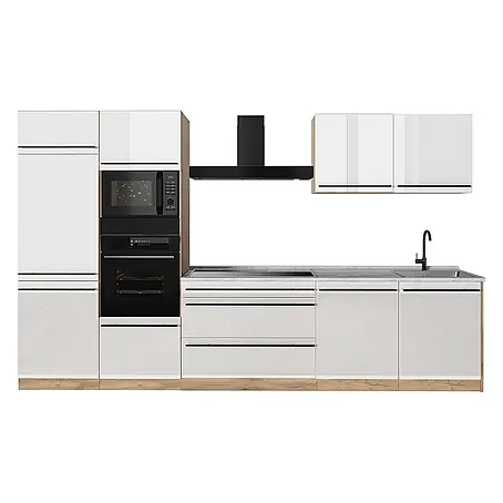 Küchenzeile R-Line 340 cm Weiß Hochglanz Art.-Nr. 66583