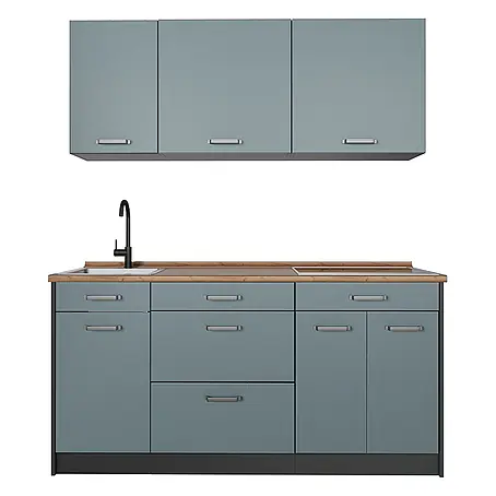 Singleküche R-Line 160 cm Blau-Grau Art.-Nr. 66894