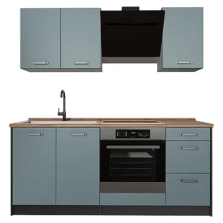 Singleküche R-Line 180 cm Blau-Grau Art.-Nr. 66982
