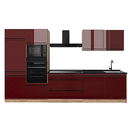 Küchenzeile R-Line 340 cm Rot Hochglanz Art.-Nr. 66573