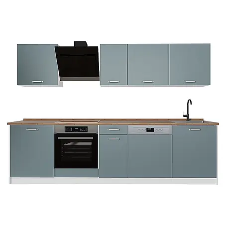 Küchenzeile R-Line 280 cm Blau-Grau Art.-Nr. 67186