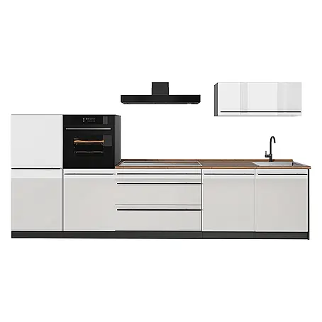 Küchenzeile R-Line 340 cm Weiß Hochglanz Art.-Nr. 66522