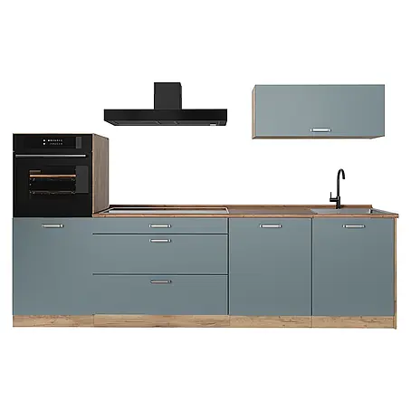 Küchenzeile R-Line 280 cm Blau-Grau Art.-Nr. 67258