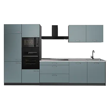 Küchenzeile R-Line 340 cm Blau-Grau Art.-Nr. 67336