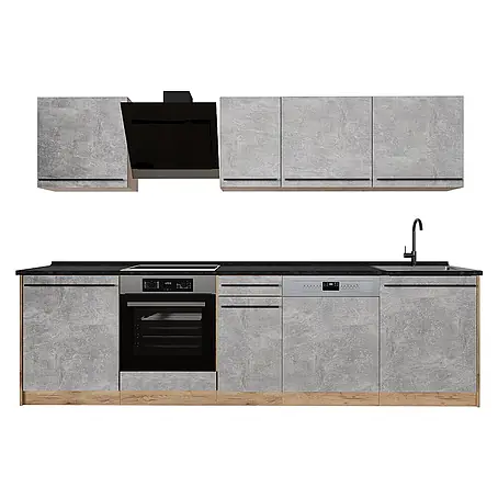 Küchenzeile R-Line 280 cm Beton Art.-Nr. 67165