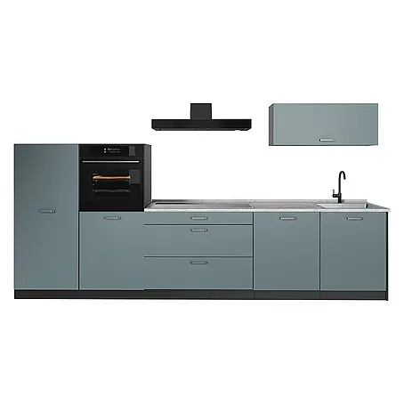 Küchenzeile R-Line 340 cm Blau-Grau Art.-Nr. 67291