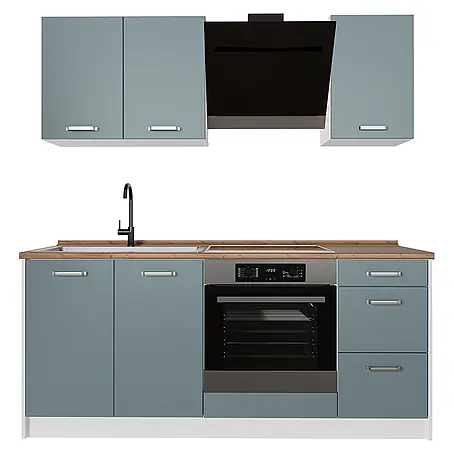 Singleküche R-Line 180 cm Blau-Grau Art.-Nr. 67054