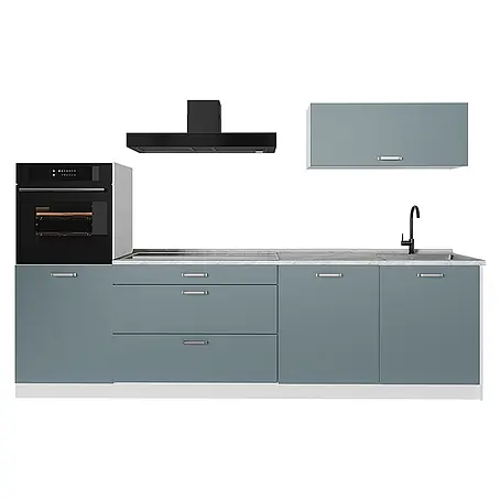 Küchenzeile R-Line 280 cm Blau-Grau Art.-Nr. 67275