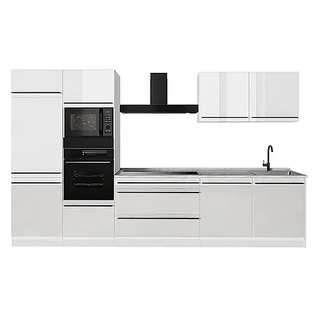 Küchenzeile R-Line 340 cm Weiß Hochglanz Art.-Nr. 66595
