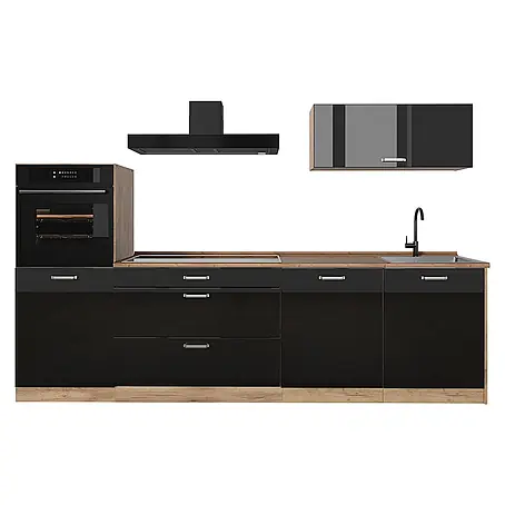 Küchenzeile R-Line 280 cm Schwarz Hochglanz Art.-Nr. 66492