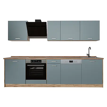Küchenzeile R-Line 280 cm Blau-Grau Art.-Nr. 67170
