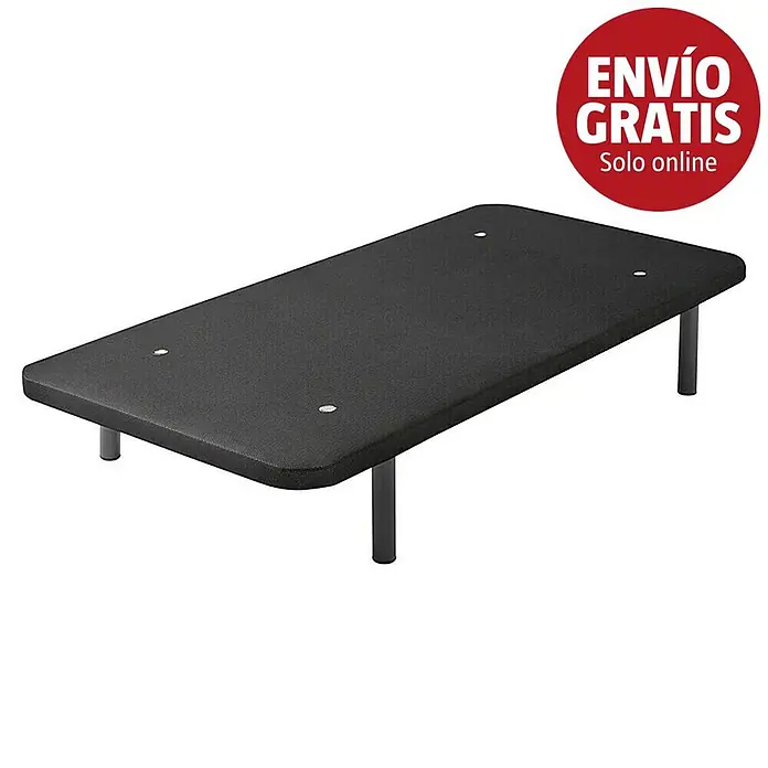Unique Estructura de cama - L x An: 190 x 135 cm, Gris - Base de cama negra con patas integradas.