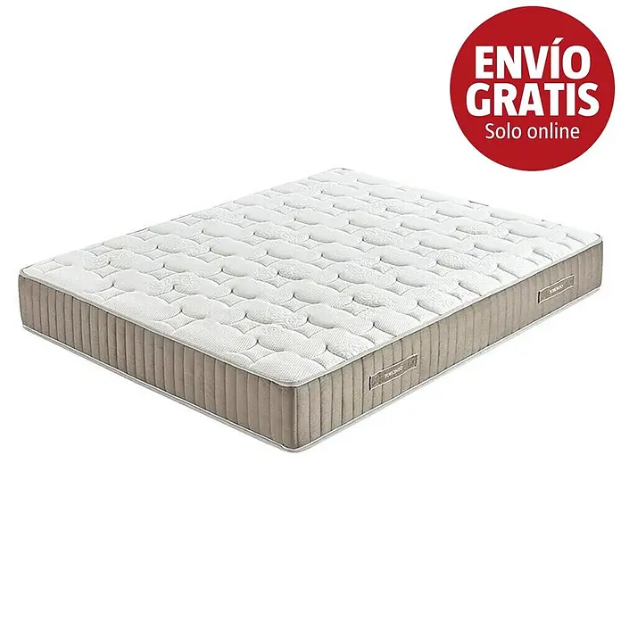 Unique Colchón Toronto - Largo: 190 cm, Ancho: 90 cm, Altura: 27 cm, Colchón a 2 caras, Núcleo de muelles - Colchón blanco acolchado con laterales beige.