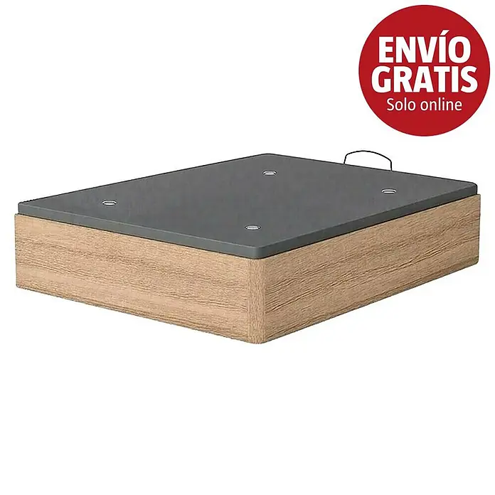 Unique Canapé Plus - L x An x Al: 190 x 135 x 34,5 cm, Roble Cambrian, Abatible - Base tapizada canapé con acabado de madera clara y tapa gris oscuro.