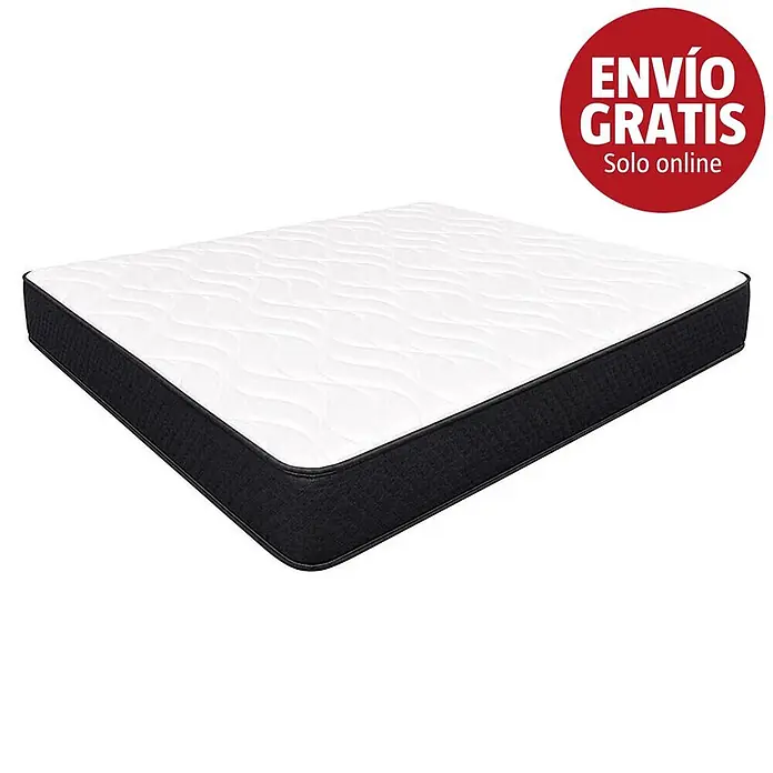 Nonnos Bedding Colchón Basic Visco - Largo: 200 cm, Ancho: 180 cm, Altura: 19 cm, Viscoelástica - Colchón blanco acolchado con laterales negros, con un distintivo rojo "Envío Gratis Solo online".