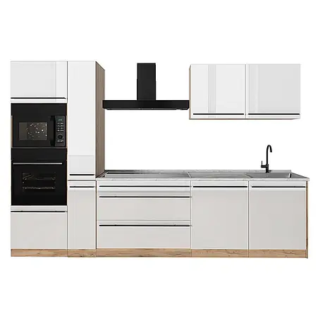 Küchenzeile R-Line 310 cm Weiß Hochglanz Art.-Nr. 66451