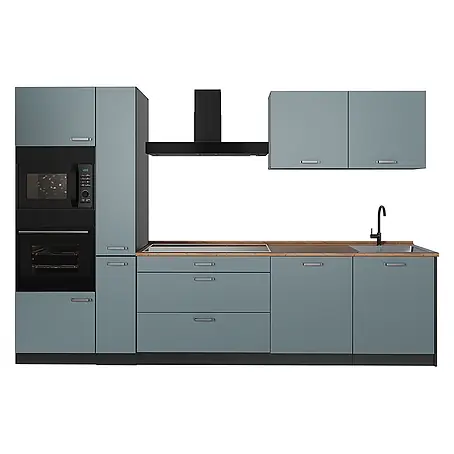 Küchenzeile R-Line 310 cm Blau-Grau Art.-Nr. 67202