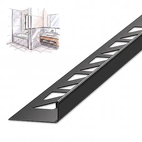 Dalsys Fliesenschiene L-Profil 2,5m x 10mm Edelstahl Schwarz Winkelprofil