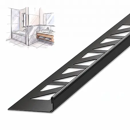 Dalsys Fliesenschiene L-Profil 2,5m x 8mm Edelstahl Gebürstet Schwarz