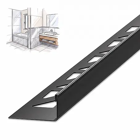 Dalsys Fliesenschiene L-Profil 2,5m x 12,5mm Edelstahl Schwarz Winkelprofil