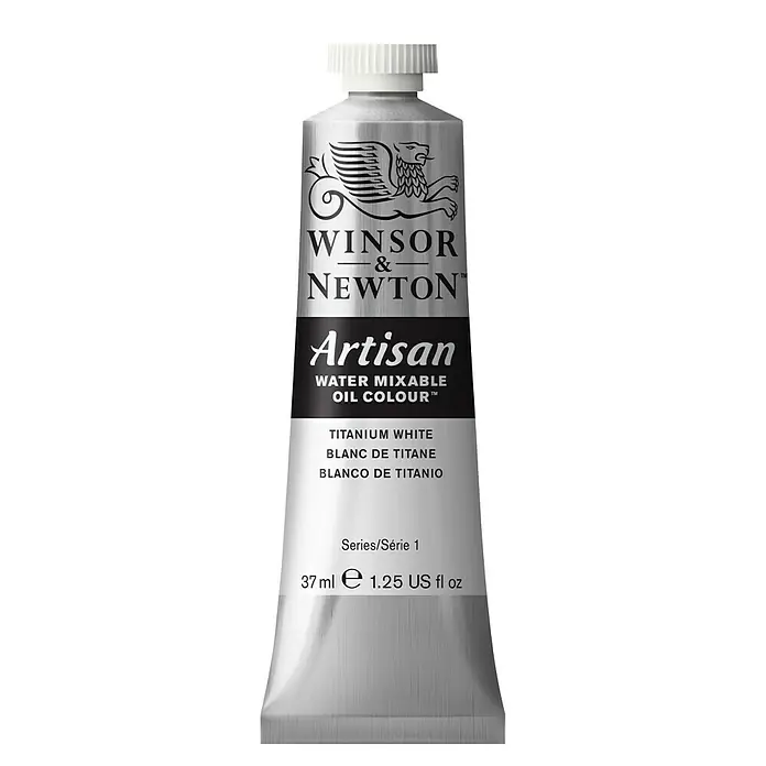 Winsor & Newton Artisan Ölfarbe - Titanweiß, 37 ml, Tube - Eine Tube Winsor & Newton Artisan wasservermalbare Ölfarbe in Titanweiß, ideal für Künstler, die mit Wasser statt Lösungsmitteln arbeiten möchten.