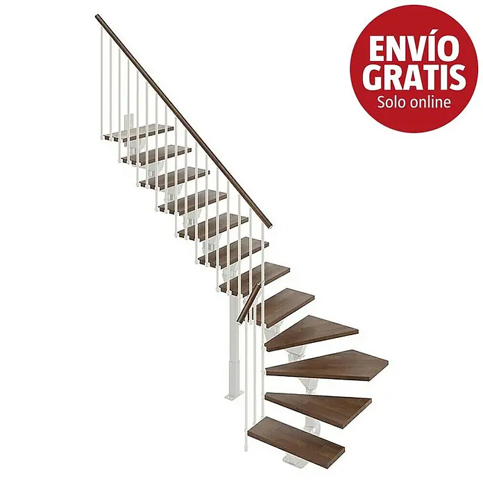 Scrigno Escalera principal Lumina L - Blanco/Nogal, 85 cm, 1/4 espiral izquierda, Altura de planta: 241 cm - 289 cm - Imagen de campaña