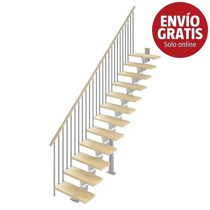 Scrigno Escalera principal Lumina Recta - Plata/Beige, 75 cm, Recto, Altura de planta: 241 cm - 289 cm - Imagen de campaña