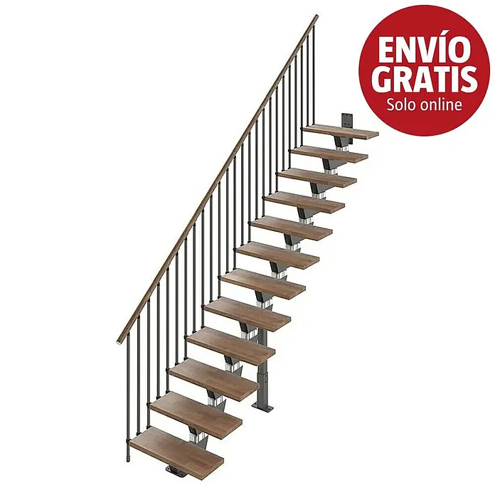 Scrigno Escalera principal Lumina Recta - Antracita/Nogal, 85 cm, Recto, Altura de planta: 241 cm - 289 cm - Imagen de campaña